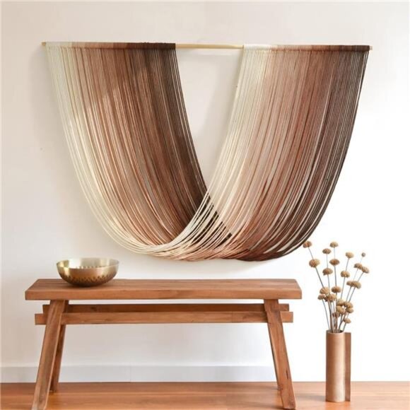 Tie-Dye Macrame Wall HangingBohemian Yarn Tapestry Wall Décor,59" Wx 35" L